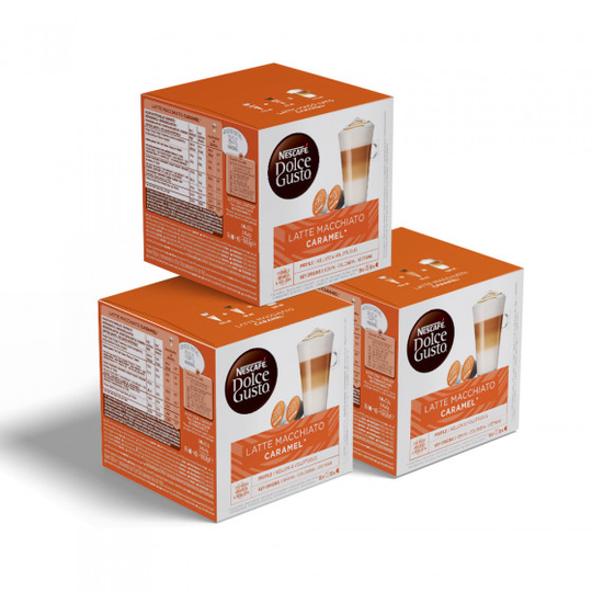Kahvikapselisarja NESCAFÉ® Dolce Gusto® "Caramel Latte Macchiato", 3 x 8+8 kpl.