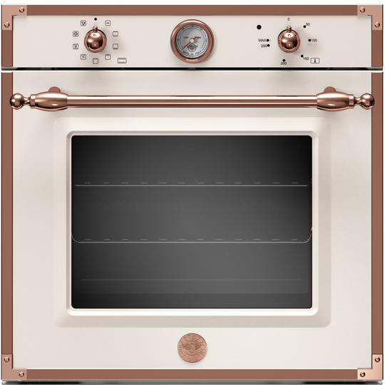 Bertazzoni F609HEREKT Heritage -kalusteisiin asennettava uuni, norsunluunvalkoinen/kupari, 60 cm.