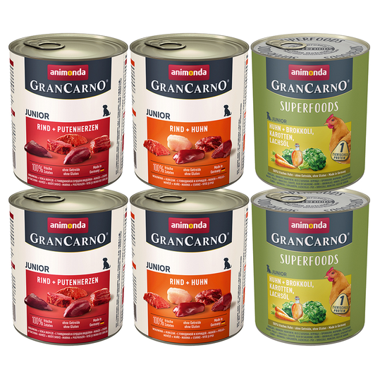 Animonda GranCarno Junior -lajitelma - 6 x 800 g lajitelma (3 makua)