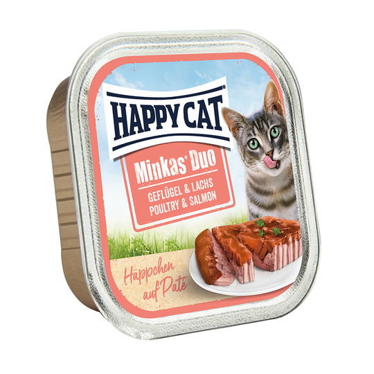 Happy Cat Minkas Duo Paté -rasiat 12 x 100 g - siipikarja & lohi