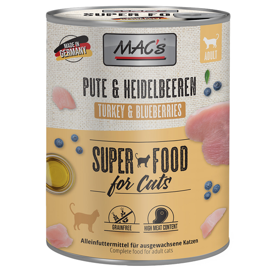 MAC´s Cat -kissanruoka 12 x 800 g - kalkkuna & mustikka