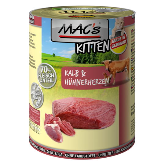 MAC´s Cat -kissanruoka 6 x 400 g - Kitten (vasikka & kanansydän)