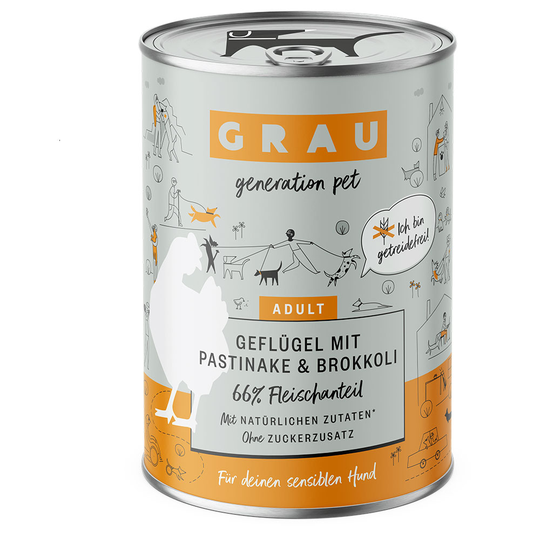 GRAU -koiranruoka 6 x 400 g - Siipikarjaa palsternakalla & parsakaalilla