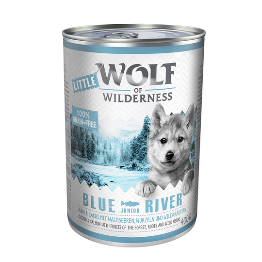 Little Wolf of Wilderness 6 x 400 g - Blue River Junior - kana & lohi