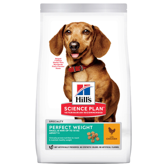 Hill's Science Plan -kevytruoka koirille erikoishintaan! - Adult 1+ Perfect Weight Small & Mini Chicken (1,5 kg)