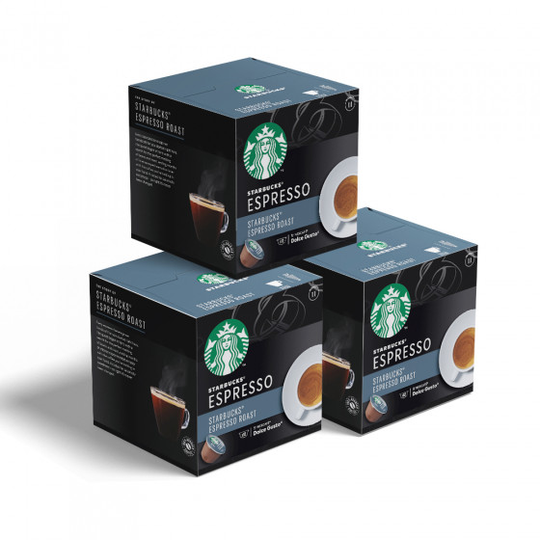 NESCAFÉ® Dolce Gusto® -koneille sopiva kahvikapselisarja Starbucks "Espresso Roast", 3 x 12 kpl.