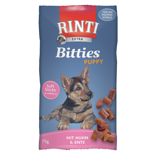 RINTI Extra Bitties Puppy -kanaherkut - 75 g (kana & ankka)
