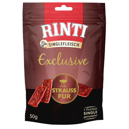 RINTI Exclusive Snack 50 g - säästöpakkaus: 3 x 50 g strutsi
