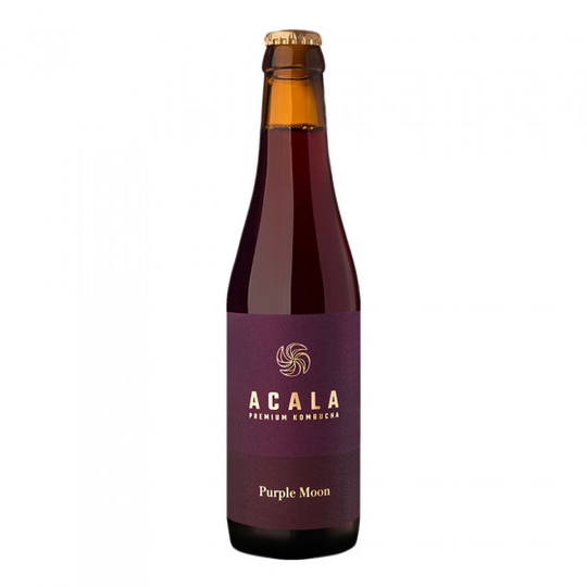 Hieno kuohuva fermentoitu teejuoma ACALA Premium Kombucha "Purple Moon", 330 ml