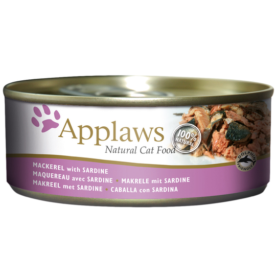 34 + 14 kaupan päälle! 48 x 156 g Applaws in Broth -kissanruokaa - makrilli & sardiini