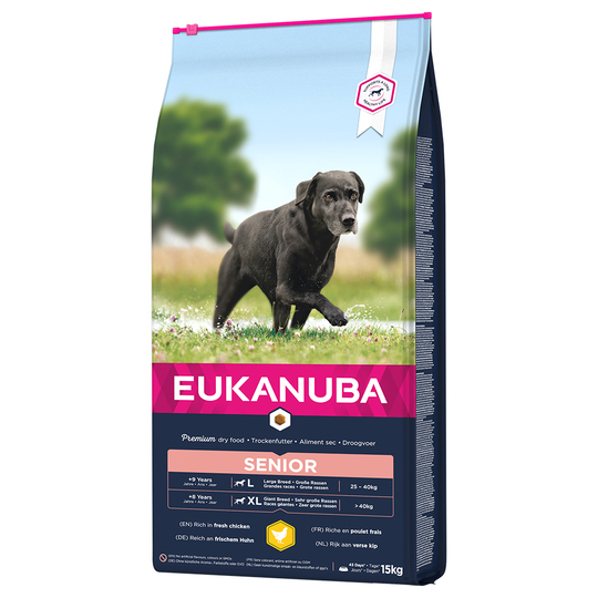 3x zooPisteitä 3 kg / 15 kg Eukanuba-koiranruokaa - Senior Large Breed Chicken (15 kg)