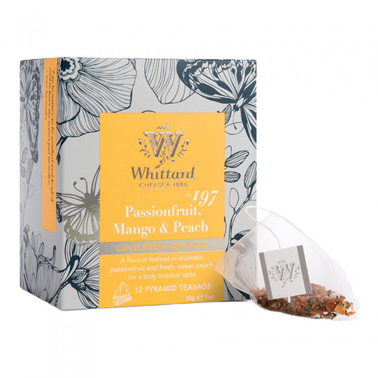 Hedelmä- ja yrtti cold brew Whittard of Chelsea "Passionfruit, Mango & Peach", 12 kpl.