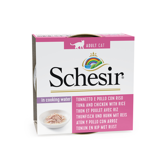 Schesir Natural with Rice -säästöpakkaus 24 x 85 g - tonnikala, kanafile & riisi