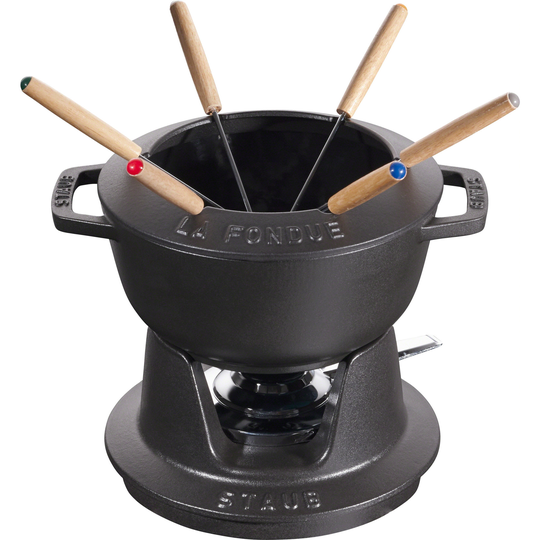 Staub Fonduesetti 18 cm musta, emaloitu pata