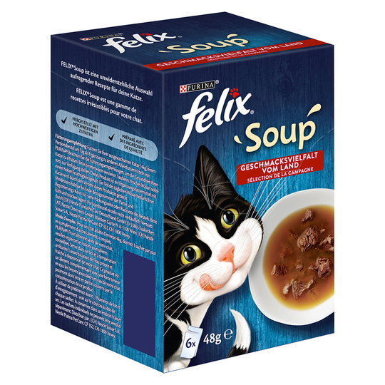 6 + 6 kaupan päälle! 12 x 48 g Latz Soup -kissanruokaa - lihalajitelma