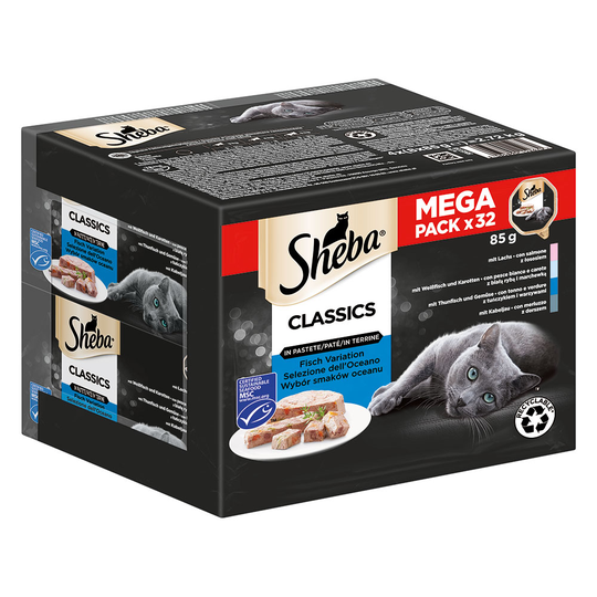 52 + 12 kaupan päälle! 64 x 85 g Sheba-kissanruokaa - Classics in Pate