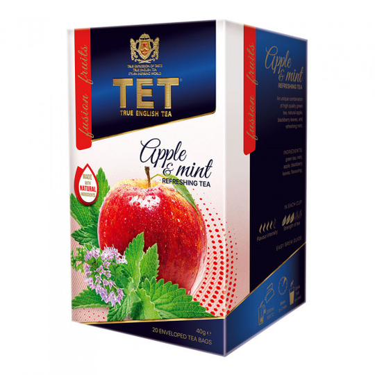 Vihreä tee True English Tea "Apple & Mint", 20 kpl.