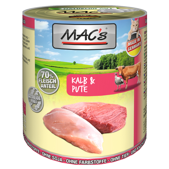 MAC´s Cat -kissanruoka 6 x 800 g - vasikka & kalkkuna