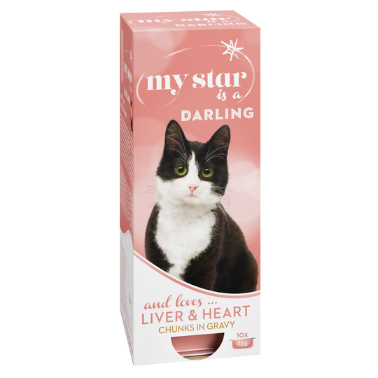 Säästöpakkaus: My Star kastikkeella 60 x 85 g - Darling - maksa & sydän