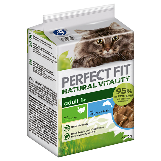 Perfect Fit Natural Vitality Adult 1+ - 36 x 50 g kalkkuna ja syvänmeren kala