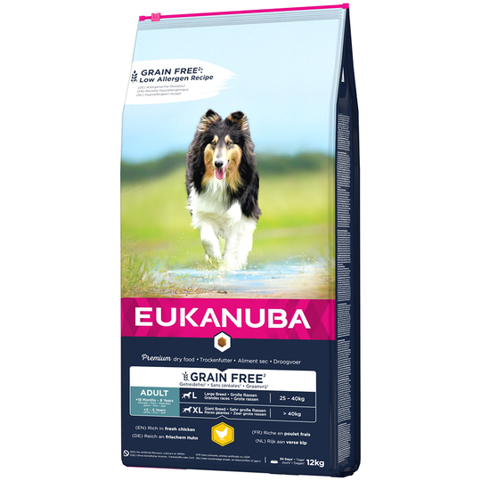 Eukanuba Grain Free Adult Large Breed kana - 12 kg