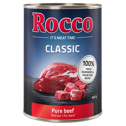Rocco Classic -kokeilusekoitus 6 x 400 g - siipikarjasekoitus: nauta/kana, nauta/siipikarjansydän, nauta/kalkkuna