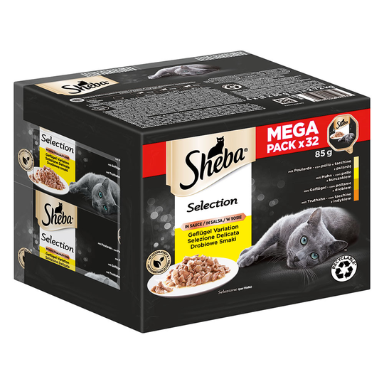 52 + 12 kaupan päälle! 64 x 85 g Sheba-kissanruokaa - Selection in Sauce