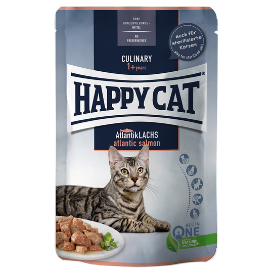 Happy Cat Pouch Meat in Sauce -säästöpakkaus 48 x 85 g - Atlantic Salmon
