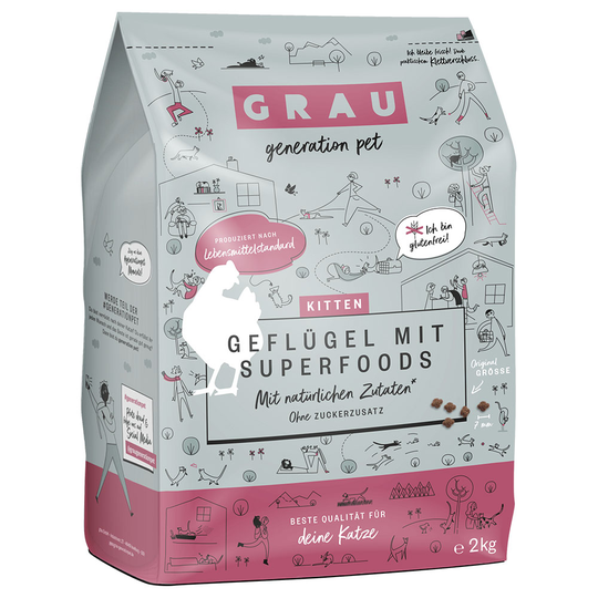 GRAU Kitten siipikarja & superfoodit - säästöpakkaus: 2 x 2 kg