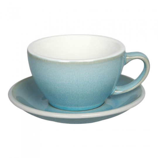 Café latte-kuppi ja lautanen Loveramics "Egg Ice Blue", 300 ml
