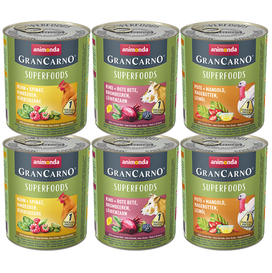 Animonda GranCarno Adult Superfoods -lajitelma - 6 x 800 g