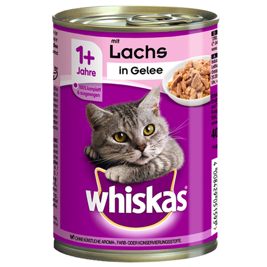 Whiskas 1+ kissanruoka 12 x 400 g: 10 + 2 kaupan päälle! - in Jelly, lohi