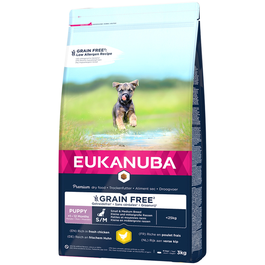 Eukanuba Grain Free Puppy Small / Medium Breed kana - 3 kg